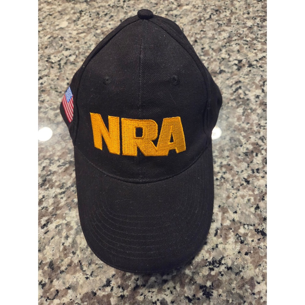 NRA Baseball Cap Blk Yellow Embroidered Hat American Flag Patch Adjustable Mens